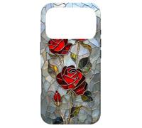 Custodia per iPhone 17 Pro Rosa Wildflower Stained Art Deco floreale rose rosse vintage