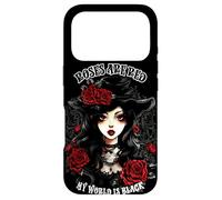 Custodia per iPhone 17 Pro Rose Are Red My World is Black Gothic Roses Gothic Woman