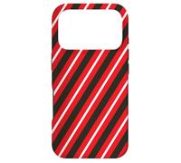 Custodia per iPhone 17 Pro Rosso Nero Bianco Linee Diagonali Strisce Geometriche