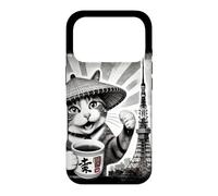 Custodia per iPhone 17 Pro Samurai Cat Sipping Tea Tokyo Tower Arte giapponese
