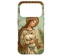Custodia per iPhone 17 Pro Sant'Agnese di Roma - Biglietto di preghiera vintage con santi dell'arte cattolica