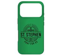 Custodia per iPhone 17 Pro Santo Stefano Prega Per Noi Christian Martyr Line Art