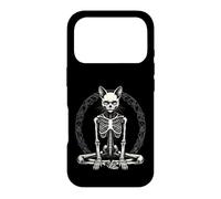Custodia per iPhone 17 Pro Scheletro di gatto in meditazione posa yoga ossa feline