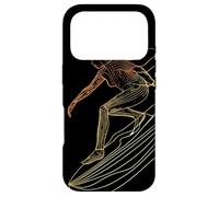 Custodia per iPhone 17 Pro Schizzo vintage di una surfista che cavalca l'onda