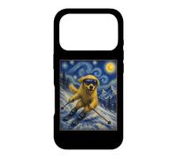 Custodia per iPhone 17 Pro Sci Golden Retriever Art Sciatore Cane su Ski Hill