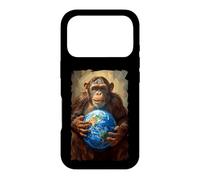 Custodia per iPhone 17 Pro Scimpanzé Holding Terra Pianeta Mondo Primate Scimmia