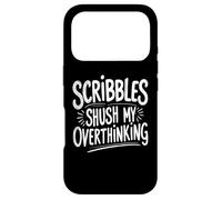 Custodia per iPhone 17 Pro Scribbles Shush My Overthinking Funny Calligrafia