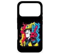 Custodia per iPhone 17 Pro Segno della pace vigile del fuoco retrò pop eroe grafico gesto fuoco
