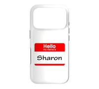 Custodia per iPhone 17 Pro Sharon, targhetta con scritta "Hello My Name is Name"
