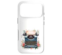 Custodia per iPhone 17 Pro Simpatica macchina da scrivere floreale, per autori e scrittori di libri