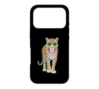 Custodia per iPhone 17 Pro Simpatica pantera con occhiali a forma di cuore in gomma da masticare Sassy Animal Art