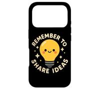 Custodia per iPhone 17 Pro Simpatico personaggio divertente con lampadina "Remember to Share Ideas"