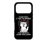Custodia per iPhone 17 Pro Sometimes I Talk to Myself and We Both Laugh Funny Black Cat