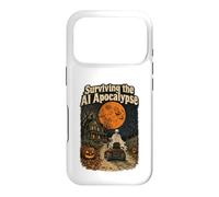 Custodia per iPhone 17 Pro Sopravvivere allo scheletro di Halloween retrò dell'apocalisse IA