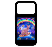 Custodia per iPhone 17 Pro Sphynx Cat Riding Pizza In Space Galaxy Taco Doughnut Cats