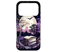 Custodia per iPhone 17 Pro Spooky Moon Haunted Scene Halloween Book Lovers Reader