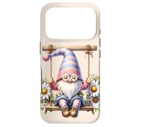 Custodia per iPhone 17 Pro Spring Gnome Sitting On Outdoor Swing Cute Daisy Flower