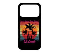 Custodia per iPhone 17 Pro St Lucia Retro Palme Alba Suntan Tramonto Ripetere