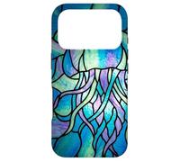 Custodia per iPhone 17 Pro Stained Glass Jellyfish Blue Purple Mosaic Ocean Art