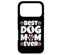 Custodia per iPhone 17 Pro Stampe di zampa di cane con scritta "Best Dog Mom Ever", idea regalo