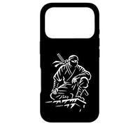 Custodia per iPhone 17 Pro Stealth Warrior Ninja Crouch Line Art Katana Graphic Icona