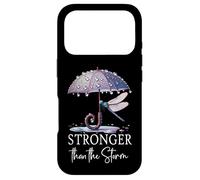 Custodia per iPhone 17 Pro Stronger Than the Storm Psalm 93 God Purple Dragonfly Bible