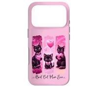 Custodia per iPhone 17 Pro Super cute gatti neri con cuori rosa amore migliore gatto mamma mai