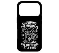 Custodia per iPhone 17 Pro Surviving Holidays, Divertente Natale, Snowman Coffee