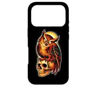 Custodia per iPhone 17 Pro Tatuaggio Mystic Owl Skull Full Moon - Design estetico scuro