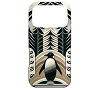 Custodia per iPhone 17 Pro Taupe Mocha Ivory Penguin Forest With Trees Plants Pattern