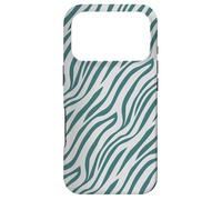 Custodia per iPhone 17 Pro Teal Green Grey Wavy Tribal Lines Free Strokes Pattern