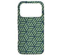 Custodia per iPhone 17 Pro Teal Green Intersecting Lines Cubes Geometric Op Art Pattern