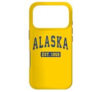 Custodia per iPhone 17 Pro Testo blu vintage classico Alaska Est. 1959