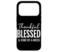 Custodia per iPhone 17 Pro Thankful Blessed & Kind Of A Mess Christian Citazione Bibbia