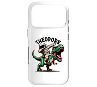 Custodia per iPhone 17 Pro Theodore Dabbing Astronauta su un cartone animato dinosauro