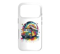 Custodia per iPhone 17 Pro Tie Dye School Bus Art Psychedelic Retro Colors Futuristic
