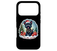 Custodia per iPhone 17 Pro Tis The Season - Cane terrier russo nero con scritta Merry Christmas Fun