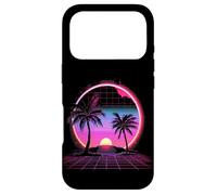 Custodia per iPhone 17 Pro Tramonto retrò anni '80 con palme | Synthwave Arte