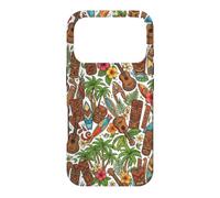 Custodia per iPhone 17 Pro Ukulele Tiki hawaiano con fiori di ibisco e palma