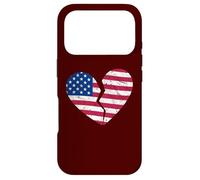Custodia per iPhone 17 Pro USA bandiera americana a forma di cuore spezzato - crepacuore patriottico