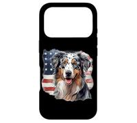 Custodia per iPhone 17 Pro USA Flag 4th July Patriotic American Blue Merle Aussie Lover