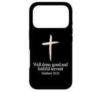 Custodia per iPhone 17 Pro Versetto biblico cristiano servo buono e fedele ben fatto