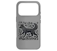 Custodia per iPhone 17 Pro Vintage Cottagecore Folk Art Fox Linocut dall'aspetto fresco