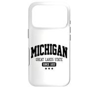 Custodia per iPhone 17 Pro Vintage Michigan Great Lakes State Athletic Testo nero