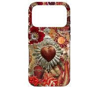 Custodia per iPhone 17 Pro Vintage Mosaico Sacro Cuore Sole Rosso Scrapbook