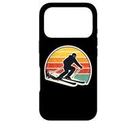 Custodia per iPhone 17 Pro Vintage Tramonto Sciatore Silhouette Retro Sci Amante Arte