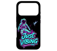 Custodia per iPhone 17 Pro Viola e Teal Astronaut Just Vibing Graphic per gli uomini