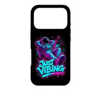 Custodia per iPhone 17 Pro Viola e Teal Astronaut Just Vibing Graphic per gli uomini