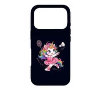 Custodia per iPhone 17 Pro Volano da badminton unicorno arcobaleno Kawaii ragazze