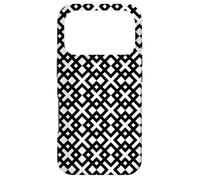 Custodia per iPhone 17 Pro White Black Cross Square Geometric Optical Art Pattern